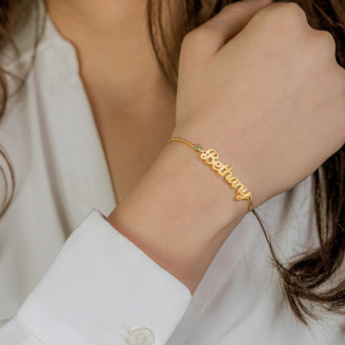 Personalized birthstone name bracelet — view 4