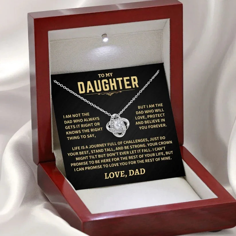 To My Daughter Four-Leaf Clover Necklace — Sterling Silver, LED Gift Box