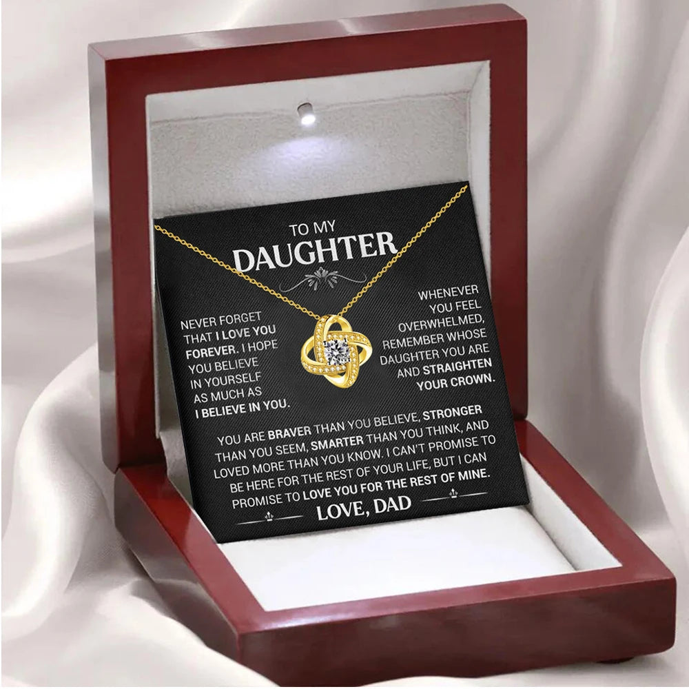 To My Daughter Necklace — Sterling Silver with Message Card & Gift Box