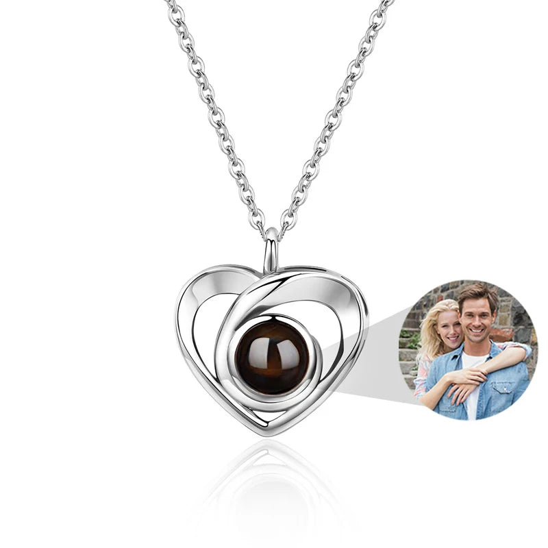 Custom Photo Necklace Projection Necklace with Picture I Love You 100 Languages Personalized Necklace Jewelry Gifts for Women