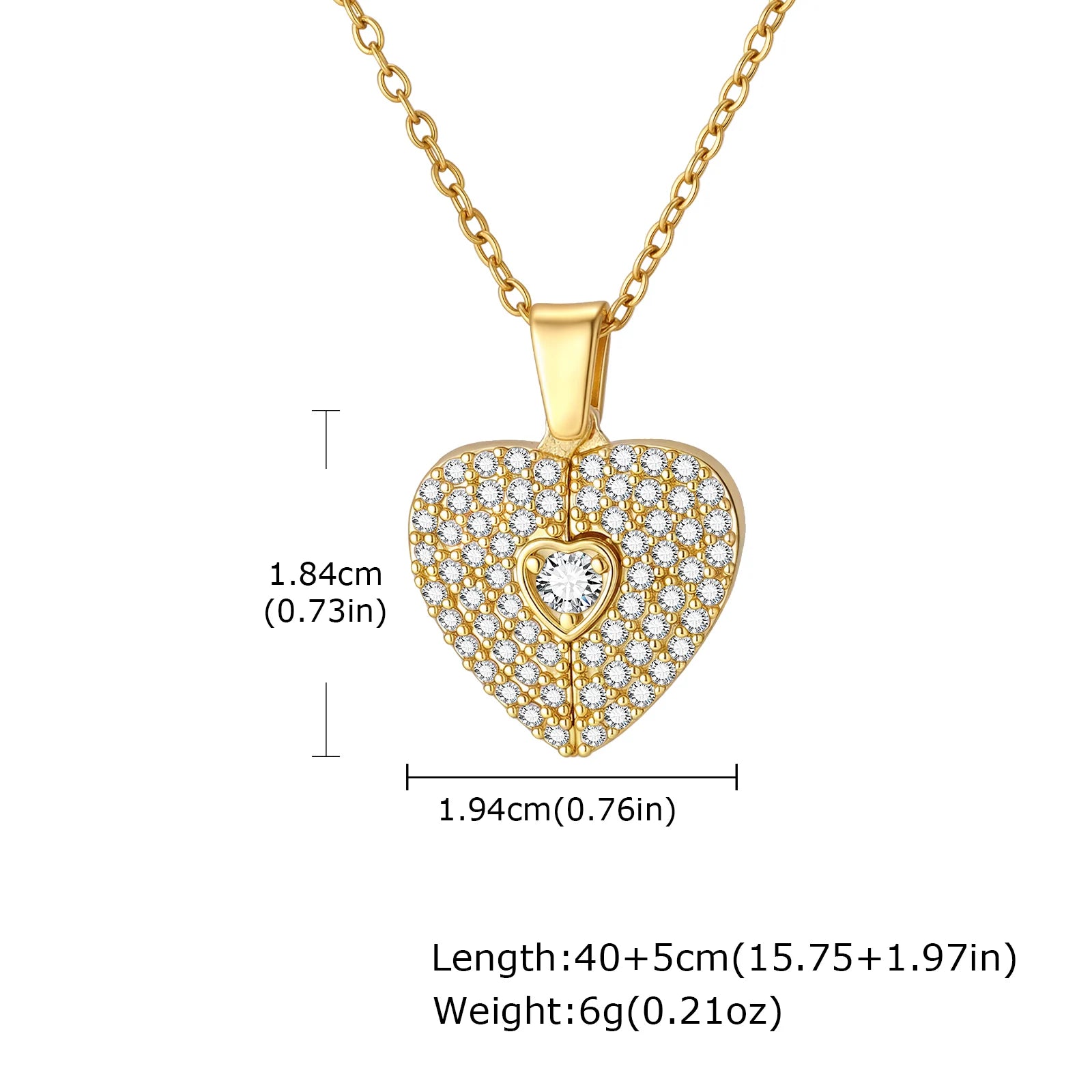 Custom Photo Openable Heart Locket Pendant Necklace, Stainless Steel Full Zircon Necklace, Personalized Memory Jewelry for Women