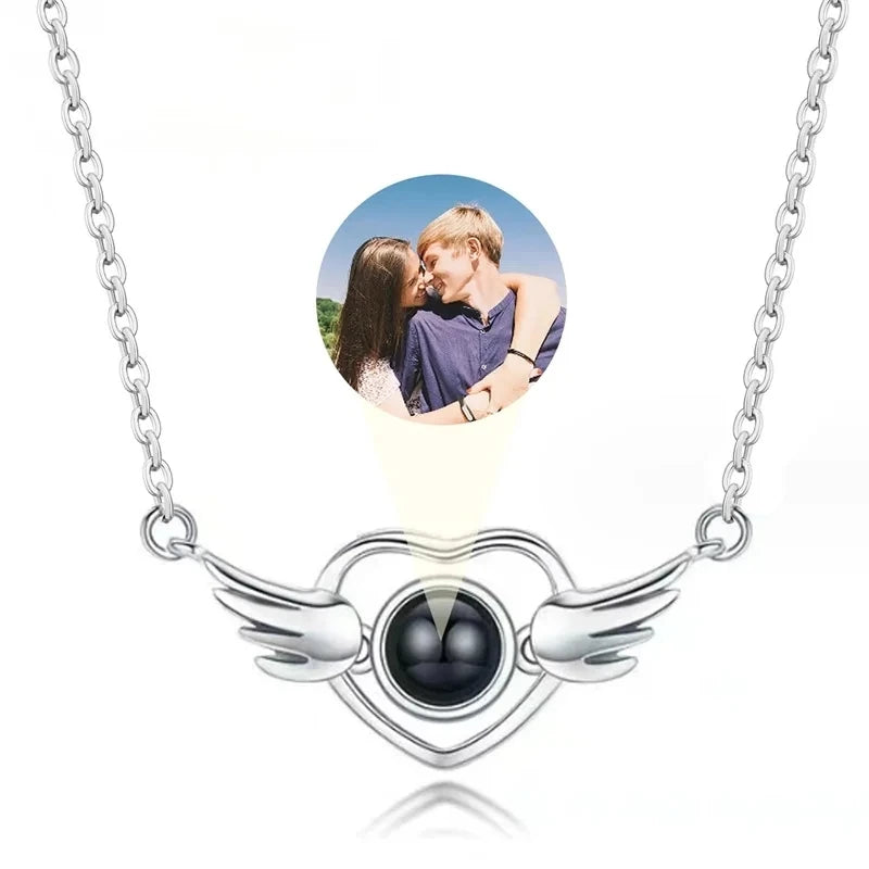 Custom Photo Necklace Projection Necklace with Picture I Love You 100 Languages Personalized Necklace Jewelry Gifts for Women