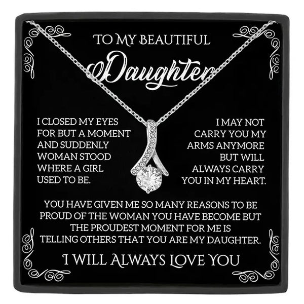 To My Badass Daughter Necklace — Keepsake Pendant with Message Card