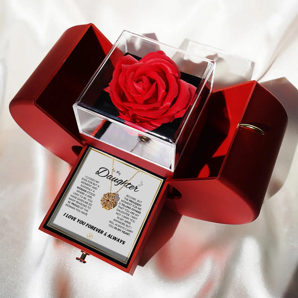 To My Daughter Four-Leaf Clover Necklace — Eternal Rose Gift Box