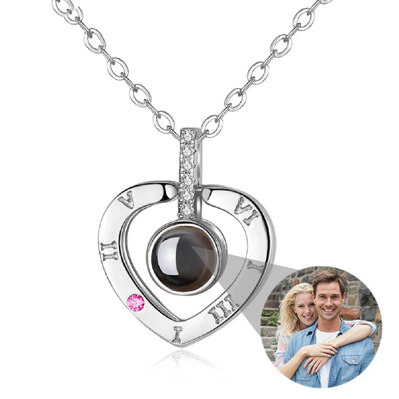 Custom Photo Necklace Projection Necklace with Picture I Love You 100 Languages Personalized Necklace Jewelry Gifts for Women