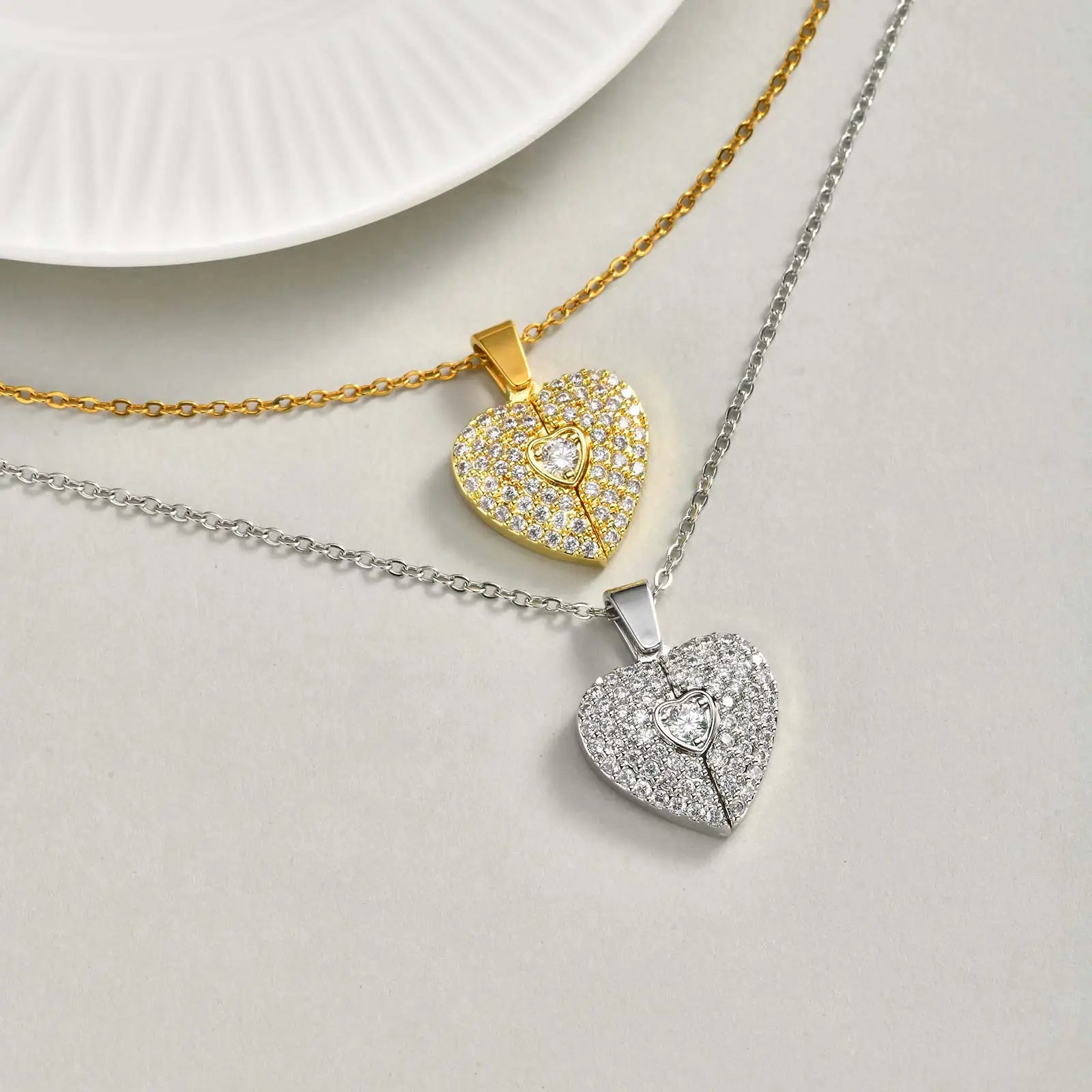 Custom Photo Openable Heart Locket Pendant Necklace, Stainless Steel Full Zircon Necklace, Personalized Memory Jewelry for Women